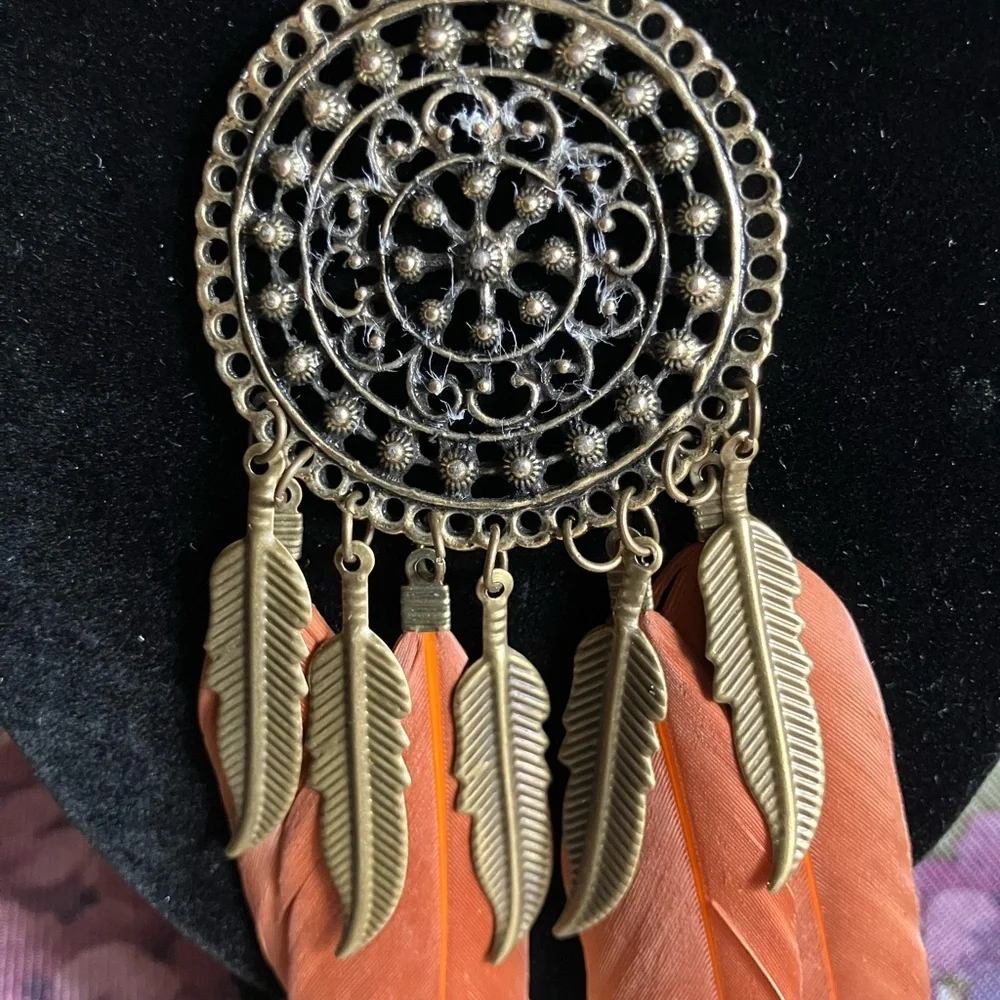 Gold and Orange Dreamcatcher Necklace